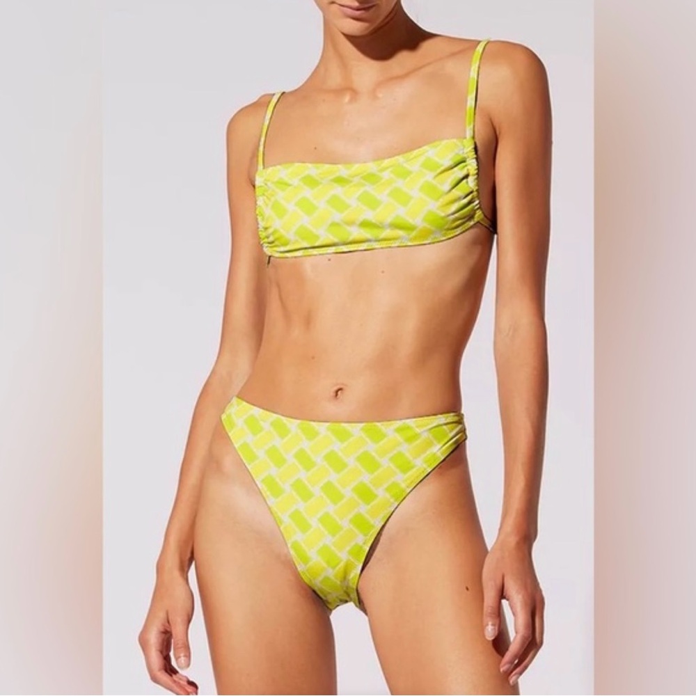 NWT Solid & Striped Yellow & Green The Tasha Pineapple Tile Bikini Set XS